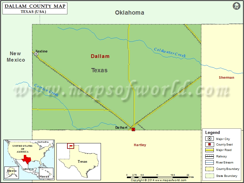Dallam County Map, Texas
