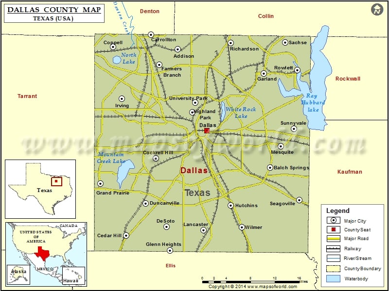 Dallas County Map, Texas