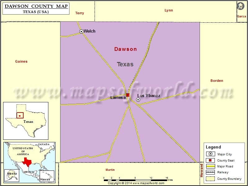 Dawson County Map, Texas