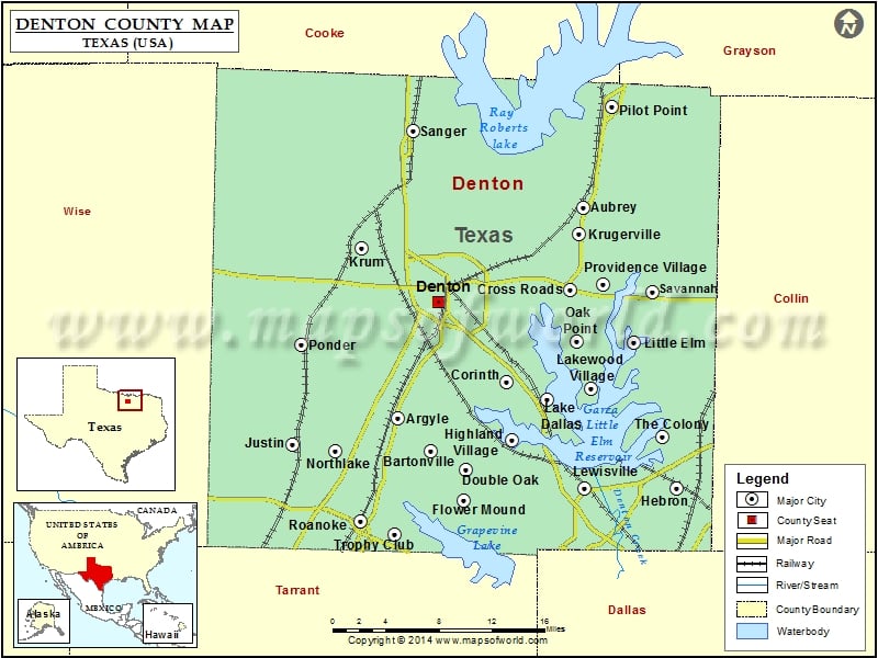 Denton County Map, Texas.
