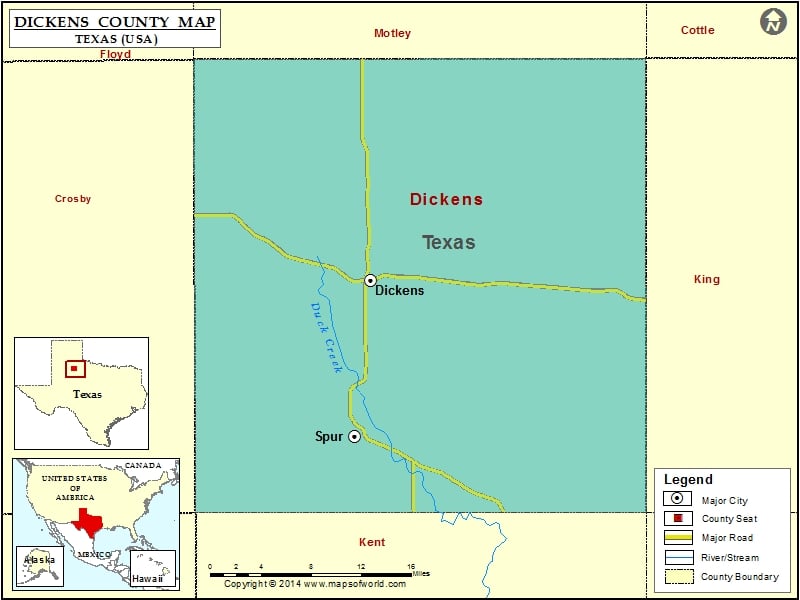 Dickens County Map, Texas