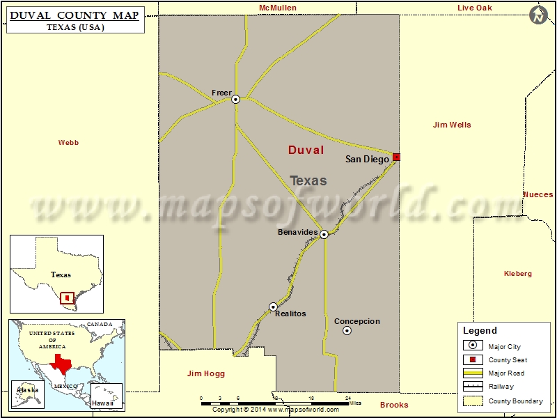 Duval County Map, Texas
