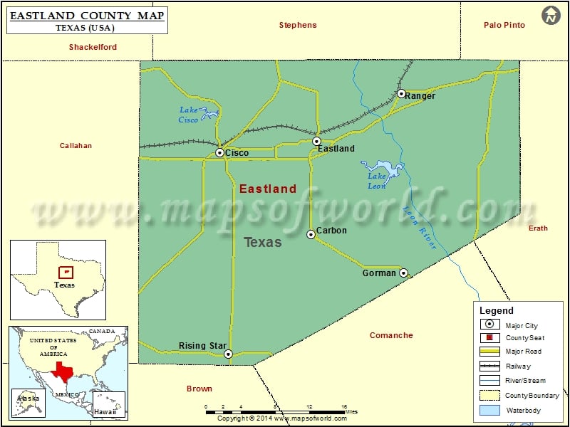 Eastland County Map, Texas