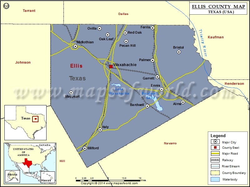 Ellis County Map, Texas