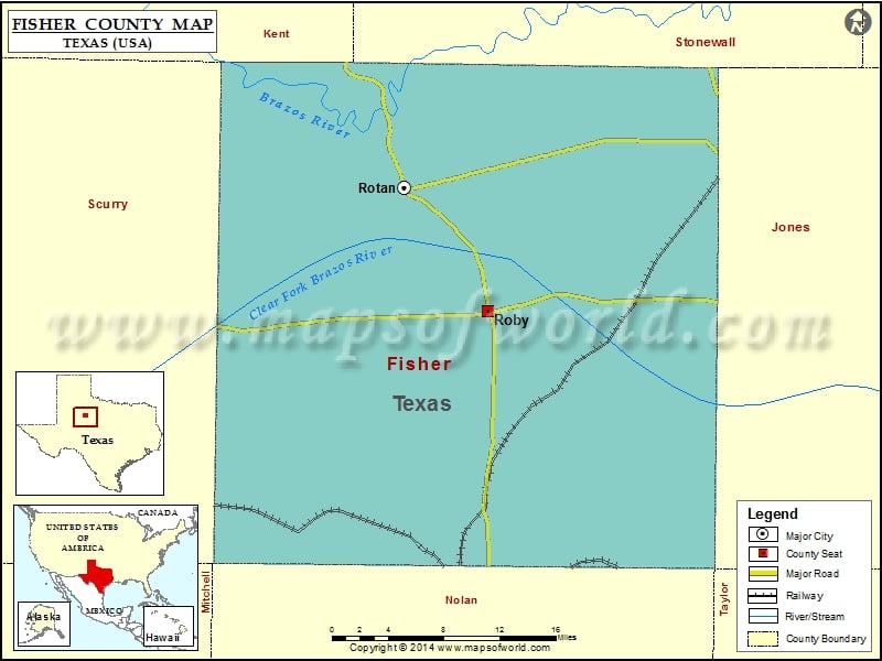 Fisher County Map, Texas