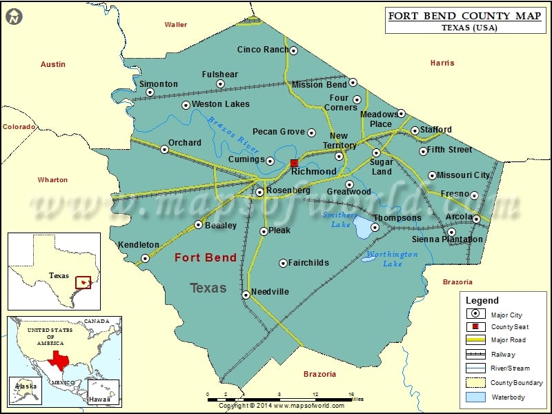 Fort Bend County Map, Texas
