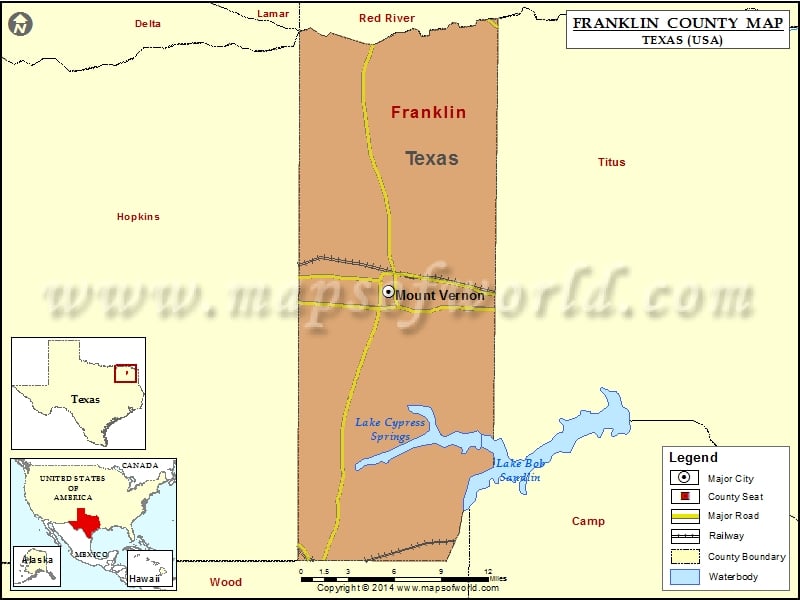 Franklin County Map, Texas
