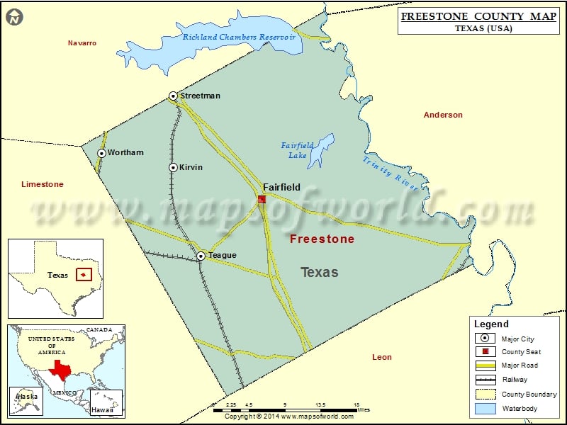 Freestone County Map, Texas