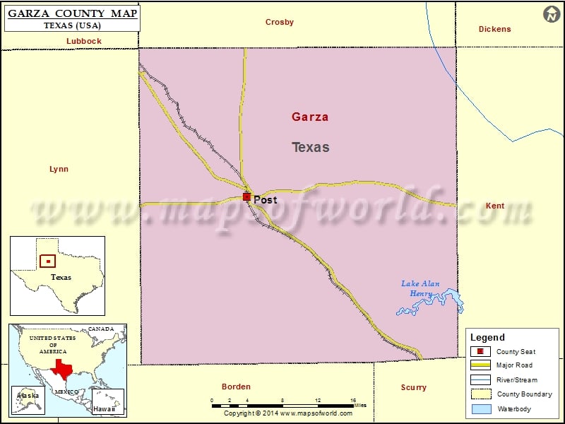 Garza County Map, Texas