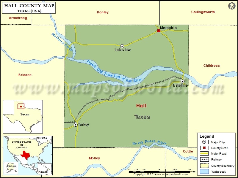 Hall County Map, Texas
