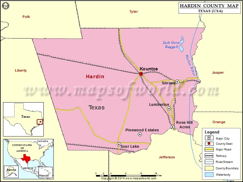 Hardin County Map, Texas