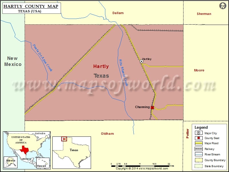 Hartley County Map, Texas