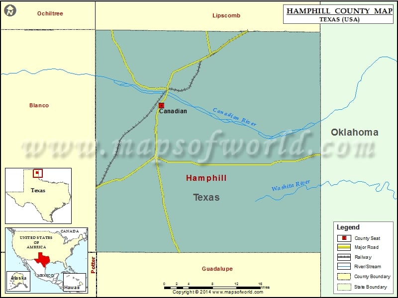 Hemphill County Map, Texas