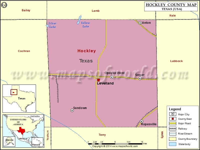 Hockley County Map, Texas
