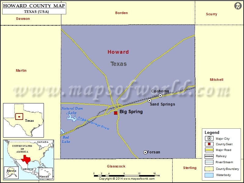 Howard County Map, Texas