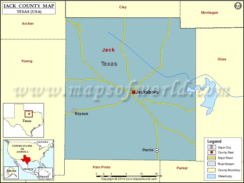 Jack County Map, Texas