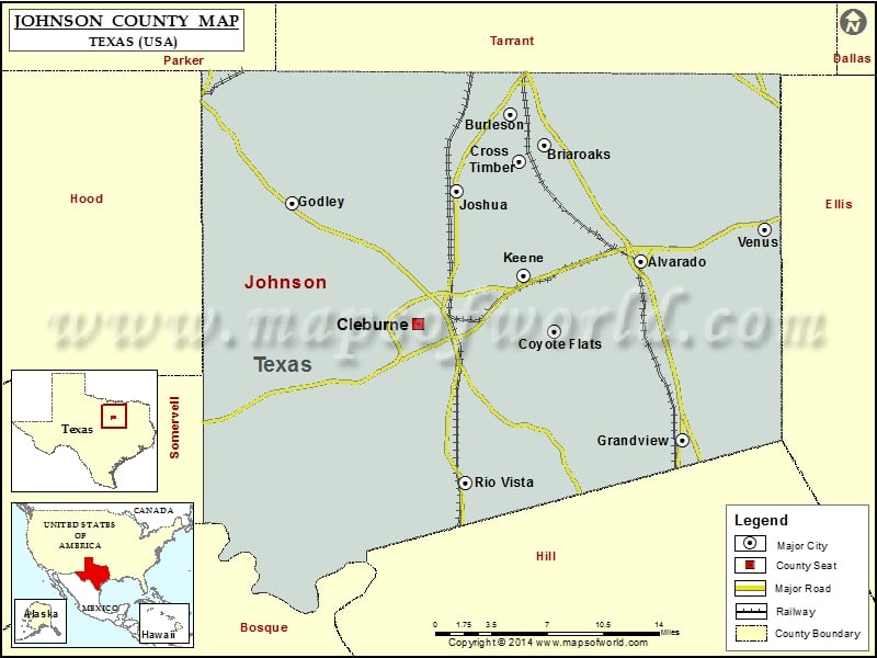 Johnson County Map, Texas