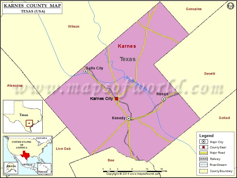 Karnes County Map, Texas