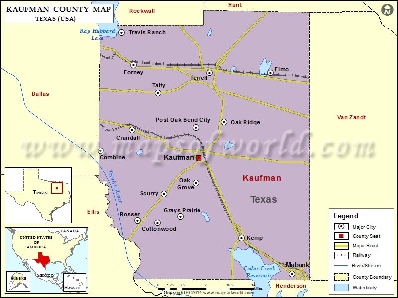 Kaufman County Map, Texas