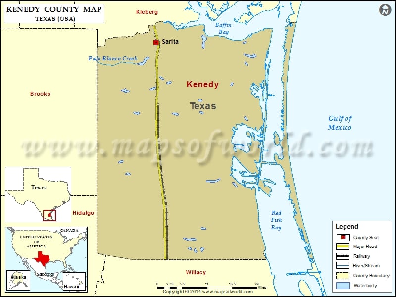 Kenedy County Map, Texas