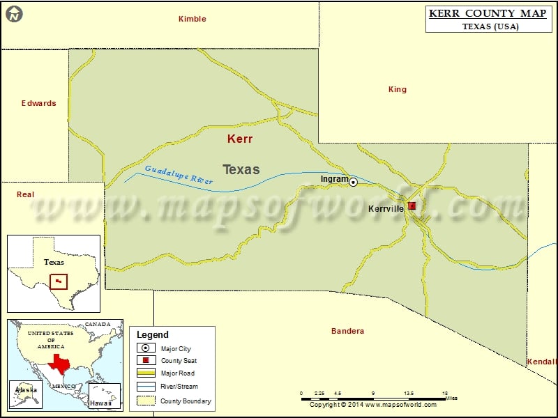 Kerr County Map, Texas