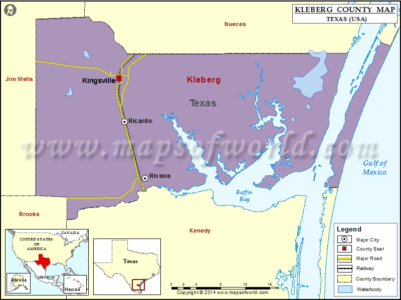 Kleberg County Map, Texas