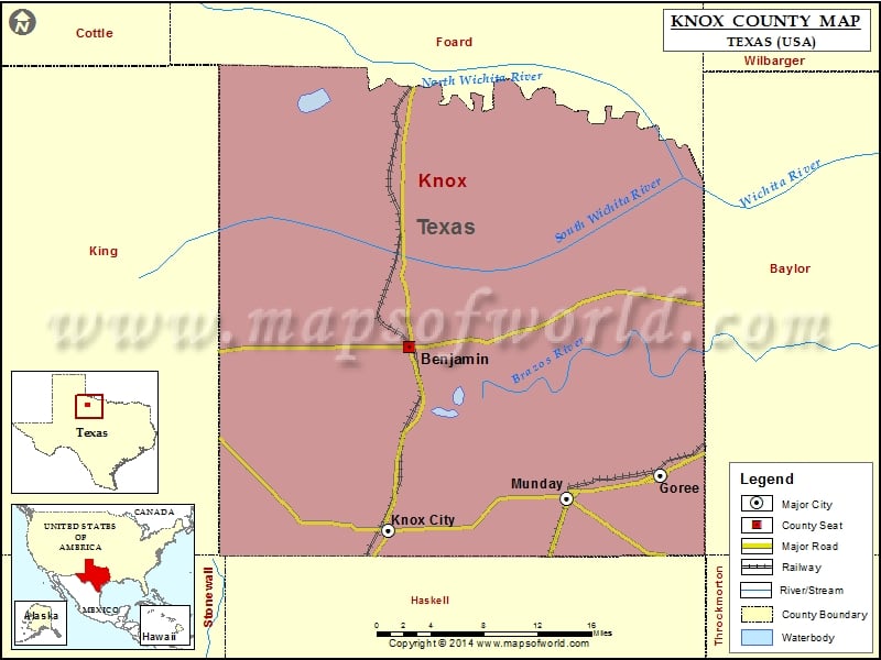 Knox County Map, Texas