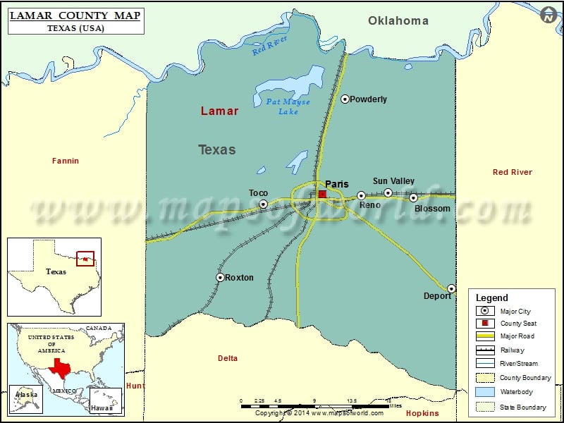 Lamar County Map, Texas