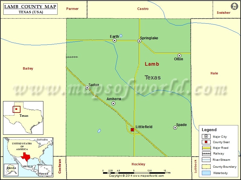 Lamb County Map, Texas