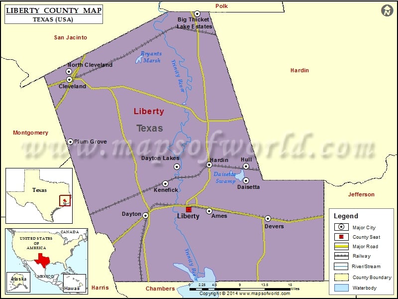 Liberty County Map, Texas