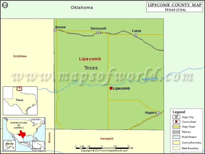 Lipscomb County Map, Texas