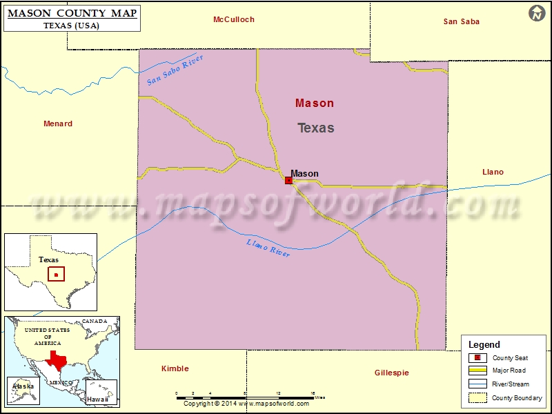 Mason County Map, Texas