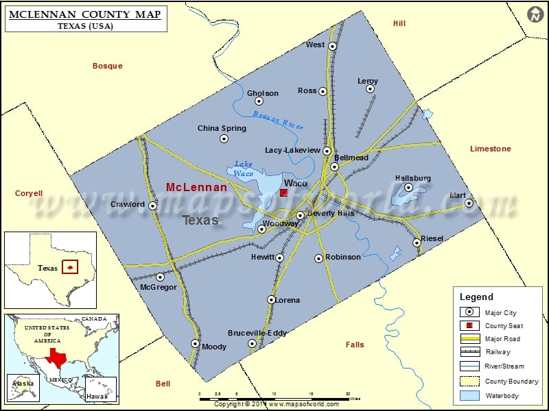 McLennan County Map, Texas