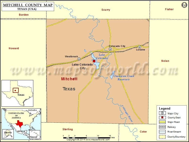 Mitchell County Map, Texas