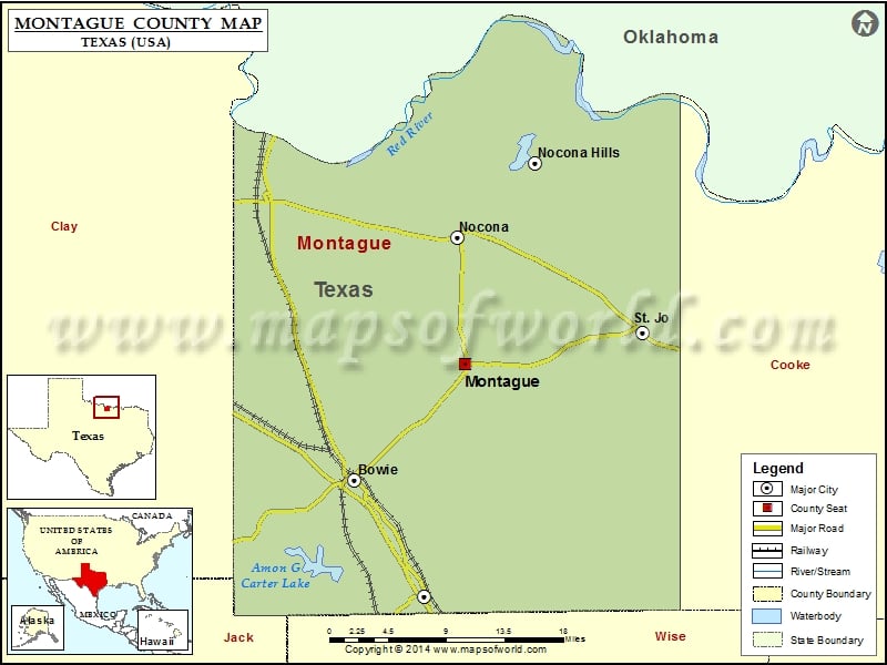 Montague County Map, Texas
