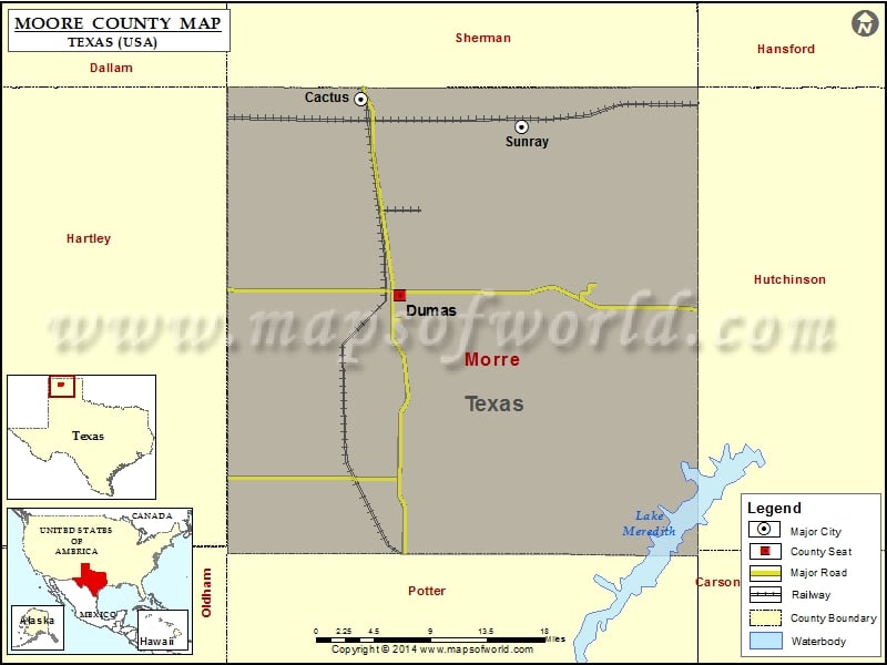 Moore County Map, Texas