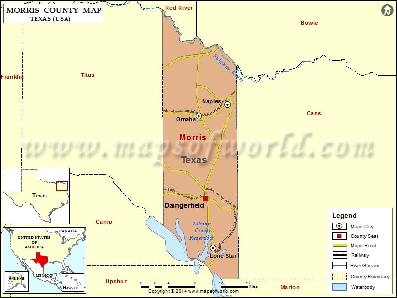 Morris County Map, Texas