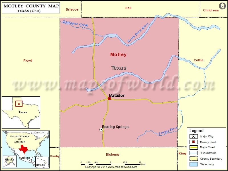Motley County Map, Texas
