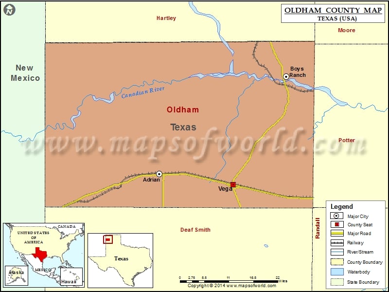 Oldham County Map, Texas