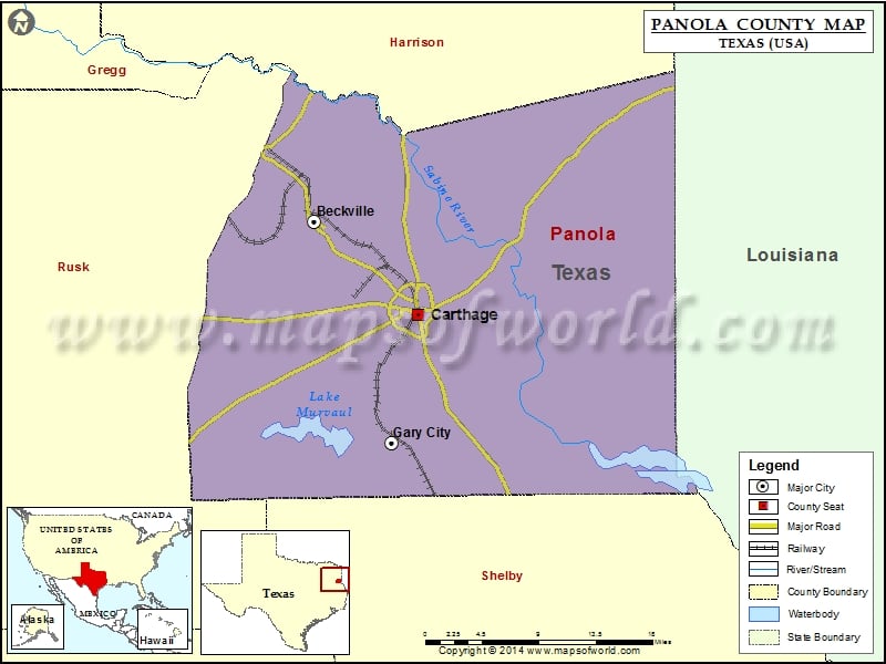 Panola County Map, Texas