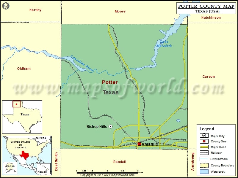 Potter County Map, Texas