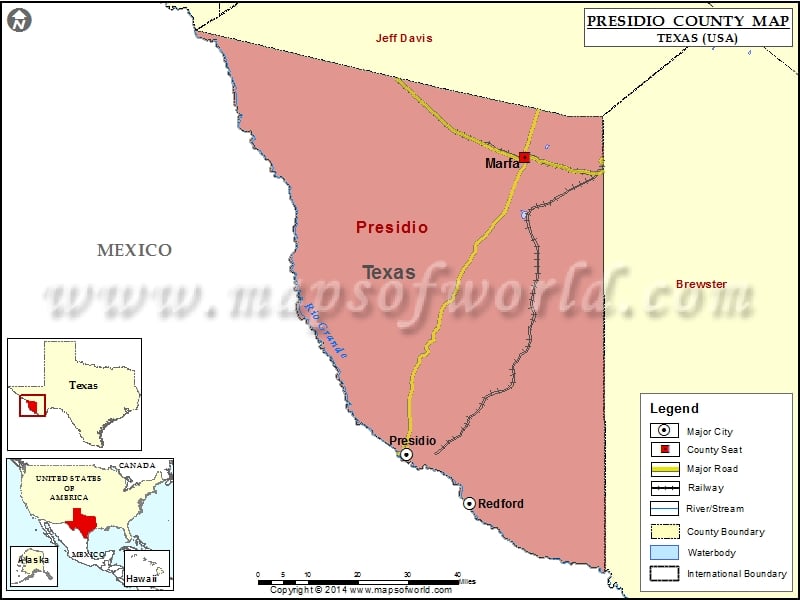 Presidio County Map, Texas
