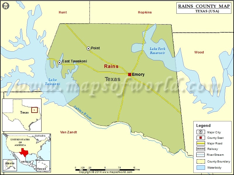 Rains County Map, Texas
