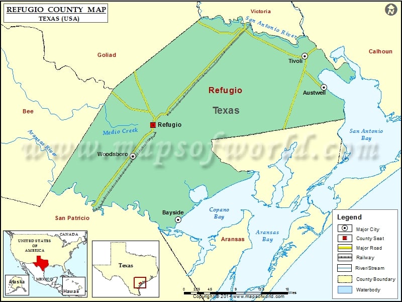 Refugio County Map, Texas
