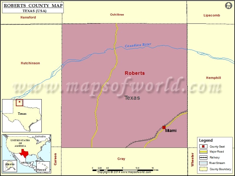 Roberts County Map, Texas