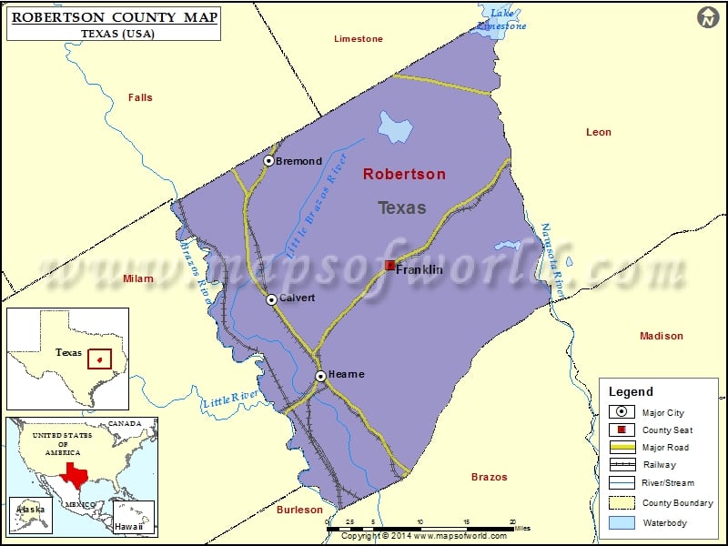 Robertson County Map, Texas