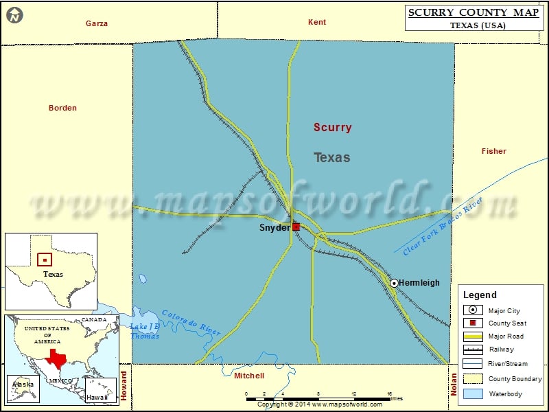 Scurry County Map, Texas