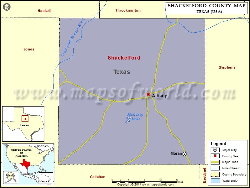 Shackelford County Map, Texas