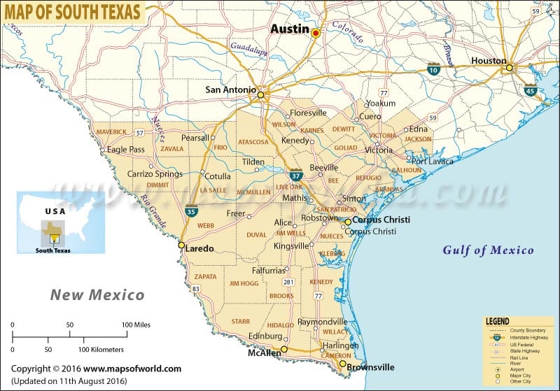 Map of South Texas