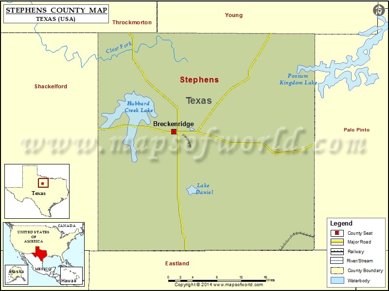 Stephens County Map, Texas